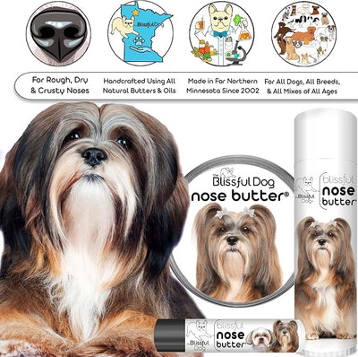 The Blissful Dog Lhasa Apso Nose Butter for Dry, Cracked Skin, Lick-Safe Dog Nose Balm with Moisturizing Shea Butter, Almond, Olive, and Essential Oils, Pet Supplies, Uncented, 8 oz.