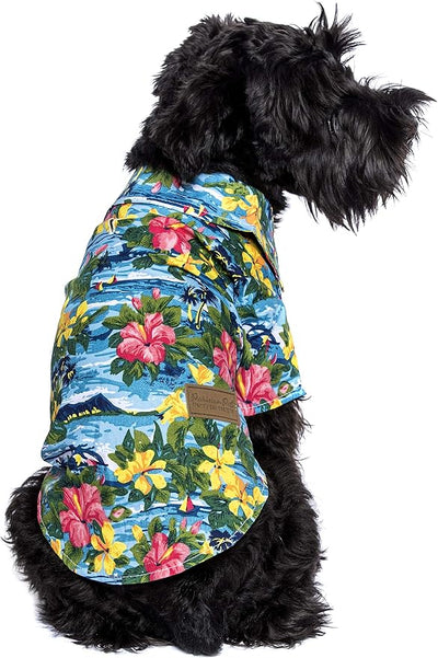 Parisian Pet Floral Dog Shirt - Cotton Clothes for Small Dogs - Stylish Dog Beach Outfit - Lightweight and Soft Puppy Clothes - Trendy Tshirts for Dogs - Comfortable Summer Vacation Pet Apparel