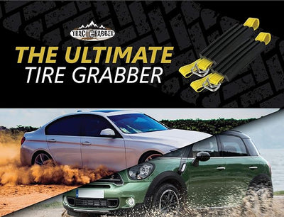 TRACGRABBER Tire Traction Device for Cars & Small SUVs, Set of 2 - Made in the USA, Anti Skid Emergency Tire Straps to Get Unstuck from Snow, Mud, & Sand - Snow Traction Mat or Tire Chain Alternative