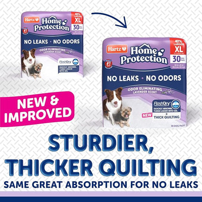 Hartz Home Protection Super Absorbent Odor Eliminating Lavender Scented No Leak Dog Pads,XL 30 count
