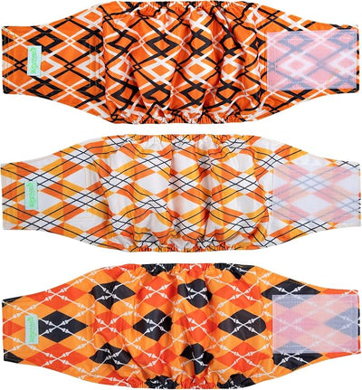 wegreeco Washable Male Dog Belly Band (Stylish Pattern)- Pack of 3 - Washable Male Dog Belly Wrap, Dog Diapers Male (Yellow Geometric, X-Small)