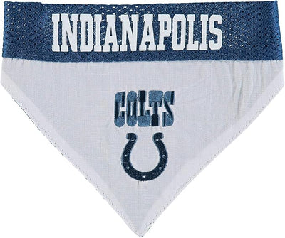 NFL DOG BANDANA - INDIANAPOLIS COLTS REVERSIBLE PET BANDANA. 2 Sided Sports Bandana with a PREMIUM Embroidery TEAM LOGO, Small/Medium. - 2 Sizes & 32 NFL Teams available