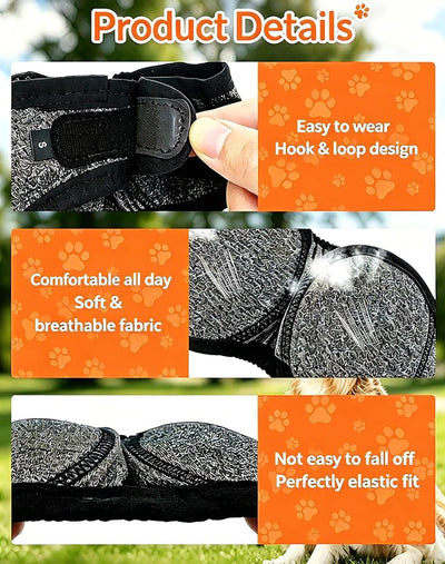 Dog Ear Muffs Noise Protection Firework Thunder, Elastic Dog Ear Wrap with Sound-Blocking Rubber Pads for Noise Cancelling Anxiety Relief, Calming Hood Dog Ear Cover for Grooming Bathing & Swimming, S