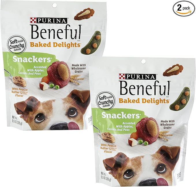 Purina Baked Delights Dog Snacks - Snackers - Peanut Butter & Cheese Flavors - Net Wt. 9.5 OZ (269 g) Each - Pack of 2