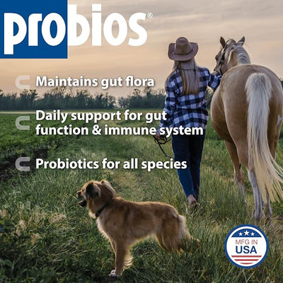 Probios Digestive Support Probiotic for Dogs, Horses, Cats, Gut Health Powder for All Species, Daily Supplement for Digestion Immune Support, 5lbs (Pack of 2)