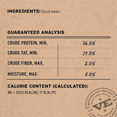 Vital Essentials Freeze Dried Raw Duck Hearts Dog Treats | Single Ingredient | Premium Quality | Grain Free Treats for Dogs, 10 oz Bag