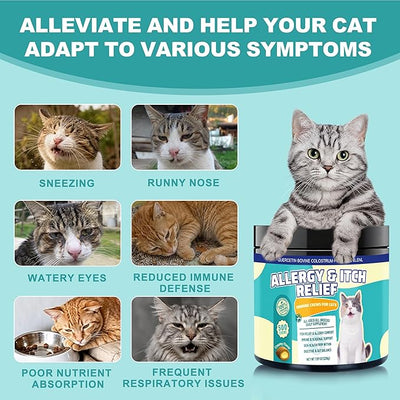L-Lysine Chews for Cats 500 Chews, with Colostrum & Omega-3s for Soothes Sneezing, Runny Nose & Itchy Skin, for All Ages & Breeds Cats