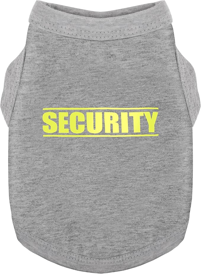 Discover Cozy Cotton Canine Wear: Soft, Lightweight, and Breathable Dog Shirt Vest with Eye-Catching Graphics(Security), Keeping Your Furry Friend Warm and Comfy! Grey XL
