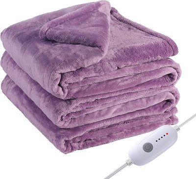 Eydna Electric Heated Blanket Full Size 72"x84",Fast Heating, Soft Plush Microplush for Bed & Couch, 10 Hours Auto Off 5 Heating Levels, Machine Washable, Gifts for Womens & Family-Light Purple