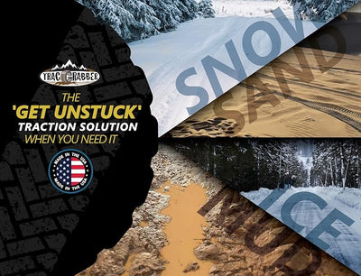 TRACGRABBER Tire Traction Device for Cars & Small SUVs, Set of 2 - Made in the USA, Anti Skid Emergency Tire Straps to Get Unstuck from Snow, Mud, & Sand - Snow Traction Mat or Tire Chain Alternative