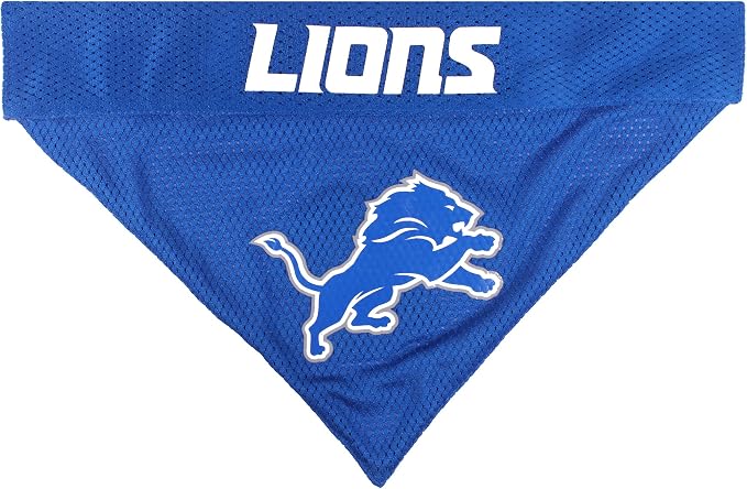 NFL DOG BANDANA - DETROIT LIONS REVERSIBLE PET BANDANA. 2 Sided Sports Bandana with a PREMIUM Embroidery TEAM LOGO, Small/Medium. - 2 Sizes & 32 NFL Teams available