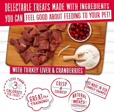 Charlee Bear Original Crunch Dog Training Treats, Turkey Liver & Cranberries, 3 Calories Each, Low Calorie Natural Rewards for Puppies to Adult Dogs, Made in USA, 16 oz (3-Pack)