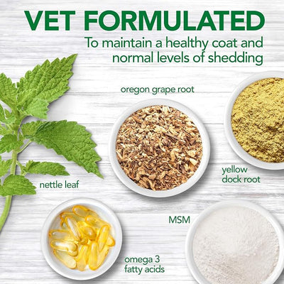Vet's Best Healthy Coat Shed & Itch Relief Dog Supplements | Relieve Dogs Skin Irritation and Shedding Due to Seasonal Allergies or Dermatitis | 50 Chewable Tablets,(Pack of 2)