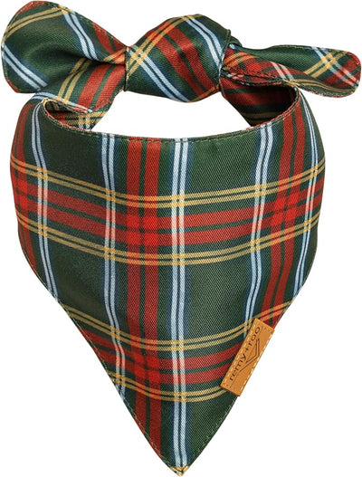 Remy+Roo Dog Bandanas - 2 Pack | Holiday Plaids Christmas Dog Bandanas Set | Premium Durable Fabric | Patented Shape Bandanas for Dogs (Holiday Plaids, Small)