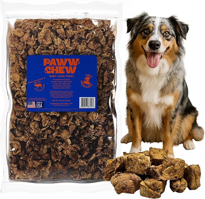 Beef Lung Dog Treats - 100% Natural, Single Ingredient, (2.5 Pound) Made in the USA, Bulk Dog Treats, High Protein, High Value Dog Training Treats, Grain Free, Low-Odor Free for All Breeds