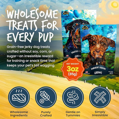 Gibson's Hunter’s Bacon with Duck, Soft Jerky Dog Treats, Crafted with Real Meat, Aromatic, and Grain-Free for Training and Rewarding Dogs of All Breeds & Ages - 3 Ounce Pouch