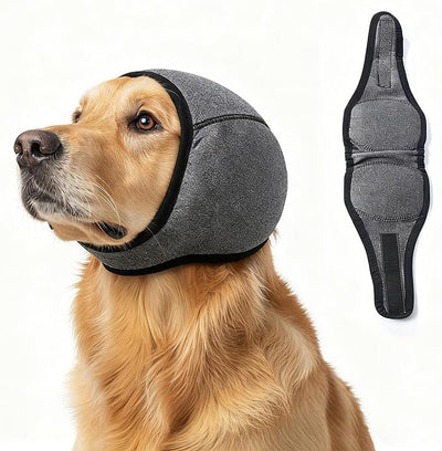 Dog Ear Muffs, No Flap Ear Wraps for Dogs Hematoma - Waterproof Elastic Ear Cover with Calming Hoodie