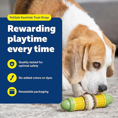 PetSafe Busy Buddy Treat Ring Variety Pack - Engaging Treat-Holding Toy Refill - Easy-Open Resealable Bags - Medium - Peanut Butter & Original Rawhide Flavors (Pack of 120)