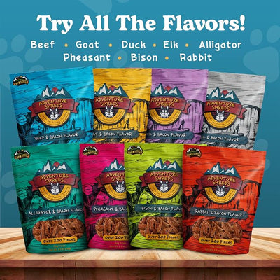 Adventure Shreds Duck & Bacon Dog Treats, Soft & Thin Dog Treats for Training & Rewards, Grain-Free Snacks for Pets of All Breeds and Ages - 2.5 Ounce Pouch