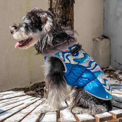 CuteBone Blue Dog Winter Coat with Harness, Reflective Warm Jacket for Medium Large Dogs, Snowsuit with Zipper
