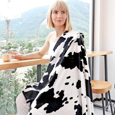 Twin Size Blanket, Black and White, 60x80 inches | Warm Cozy Soft Fuzzy Fleece, For Bed Couch Travel Camping, All Season Home Room Decor