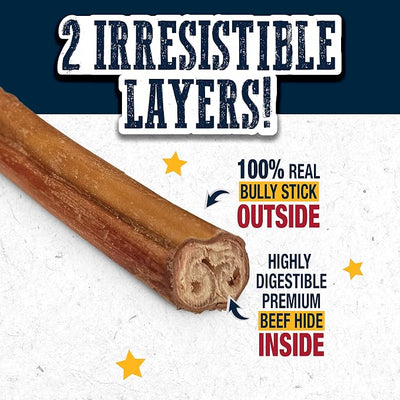 Cadet Bully Hide Sticks for Large Dogs, All-Natural Beef Pizzle, Limited-Ingredient Long-Lasting Dog Chews for Aggressive Chewers, 4 Count