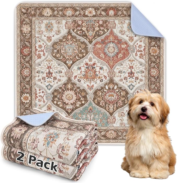 INVENHO 2PACK Washable Pee Pads for Dogs, Reusable Dog Pads Upgrade Non-Slip Dog Pee Pads Heavy Absorbency Puppy Pee Pads Quick Dry Whelping Pads/Waterproof Puppy Training Pad