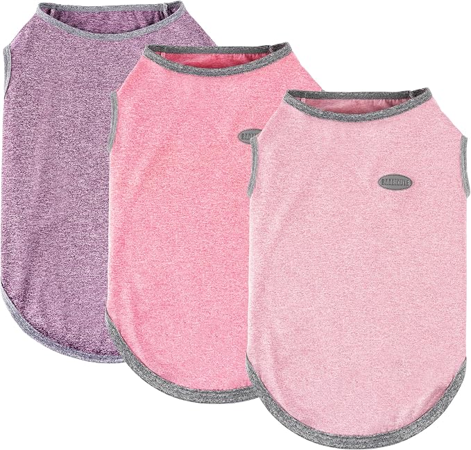 3 Pack Lightweight Sun Protection Dog Shirt Breathable Sleeveless Dog T Shirts Extra Soft Top Tank Dog Clothes for Outdoor Activities (Purple + Skin Pink + Light Pink, X-Small)