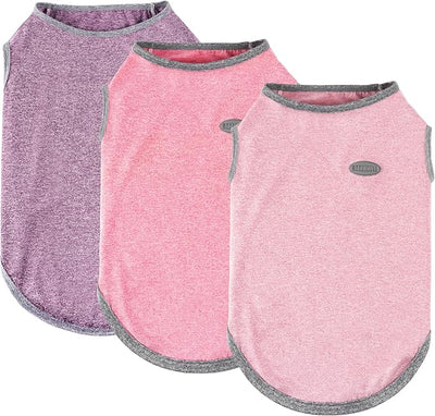 3 Pack Lightweight Sun Protection Dog Shirt Breathable Sleeveless Dog T Shirts Extra Soft Top Tank Dog Clothes for Outdoor Activities (Purple + Skin Pink + Light Pink, X-Large)