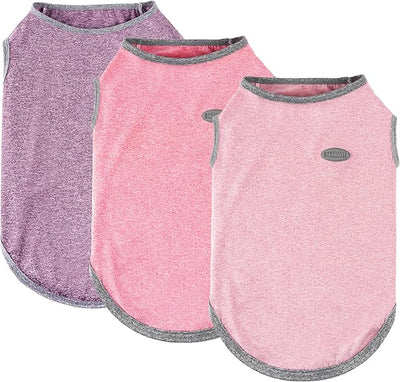 3 Pack Lightweight Sun Protection Dog Shirt Breathable Sleeveless Dog T Shirts Extra Soft Top Tank Dog Clothes for Outdoor Activities (Purple + Skin Pink + Light Pink, XX-Small)