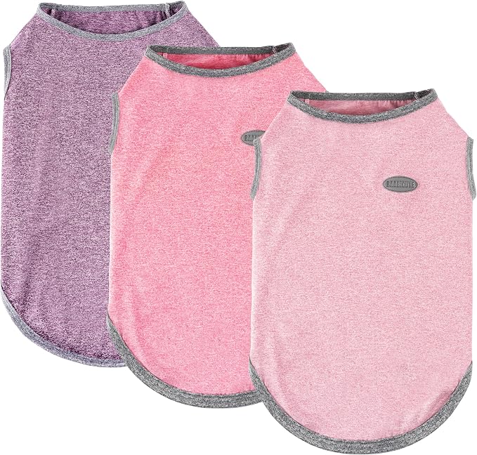 3 Pack Lightweight Sun Protection Dog Shirt Breathable Sleeveless Dog T Shirts Extra Soft Top Tank Dog Clothes for Outdoor Activities (Purple + Skin Pink + Light Pink, XX-Large)