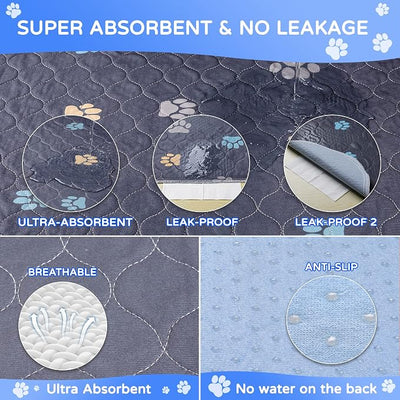 Aitmexcn Washable Puppy Dog Pee Pad, 2PCS 100% Waterproof Whelping Training Mat for Puppy/Senior Dog, Fast Drying Reusable Puppy Pads for Indoor, Outdoor and Car Travel- 48'' x 65''
