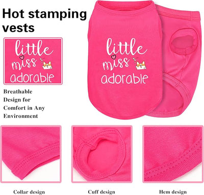 Cotton Dog Shirt with 'Little Miss Adorable' Corgi Head Print, Soft & Breathable Pet Apparel for Small, Medium, and Large Dogs, All-Season Sleeveless Vest, Cute and Comfortable Dog Outfit.Pink 4XL