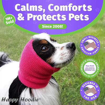 Happy Hoodie The Original Dog & Cat Calming Band - American Brand - Anxiety Relief/Noise Protection-Grooming-Thunder-Fireworks (XS, Blue) - Since 2008