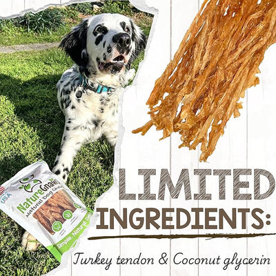 Nature Gnaws USA Turkey Tendons for Dogs (8oz) - Delicious Grain Free Reward Snack for Small, Medium & Large Breeds - Premium Natural Dog Chew Treats
