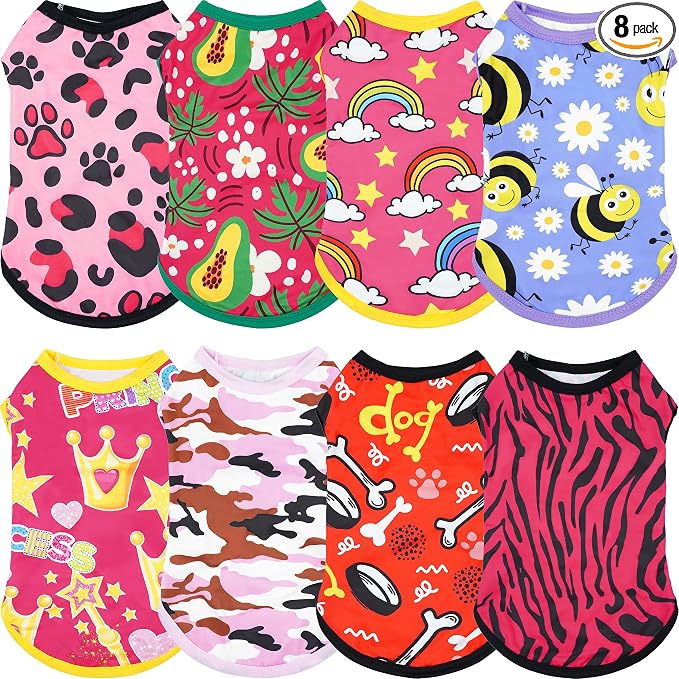 8PCS/Pack Dog Shirts Female for Extra Large Dog Girl Sleeveless Tank Top Tee Clothes Vest Soft Light Weight Stretchable T-Shirts Outfits Pink Purple XL