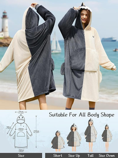 Wearable Heated Blanket Hoodie with 16000 mAh Battery,Cordless Heating Throw,Electric Shawl Robe with Sleeves,Gift for Family
