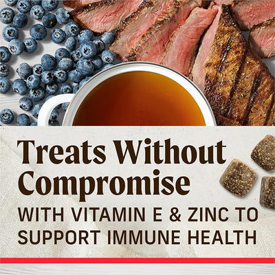 Healthy Bites Grain Free Dog Treats, Soft Treats with Bone Broth for Dogs, Beef and Bone Broth Recipe - 16 oz. Pouch