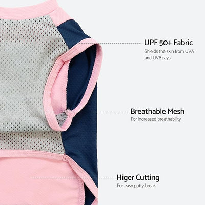 Fitwarm 2 Pack UPF 50+ UV Sun Protection Dog Shirt, Lightweight Breathable Cooling Vest, Quick Dry Dog Summer Clothes for Small Dogs Boy Girl, Reflective Label Pet Cat Outfit, Pink, XXL