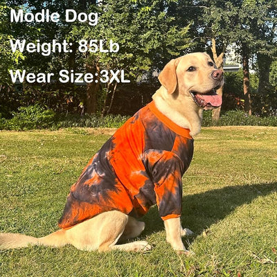 Dog Cotton Black Orange Tie Dye T-Shirts Soft and Stretchy Breathable Pet Shirt Pajamas Pets Clothes for Large Dogs(3XL Black)