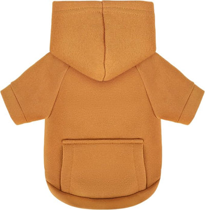 Winter Dog Hoodie with Pockets - Solid Color Polycotton Sweatshirt for Small, Medium, and Large Dogs - Soft, Warm, Cozy Pet Clothing for Cold Weather - Ideal for Outdoor Walks.Camel-XL