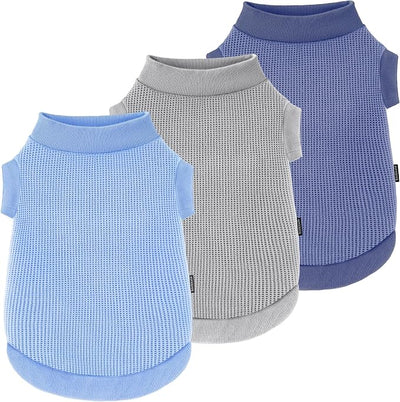 3 Pack Dog Shirt for Small Supplies Functional Waffle Dog Clothes Warm Soft Sweatshirt Outfit for Dogs Cats Pet Apparel