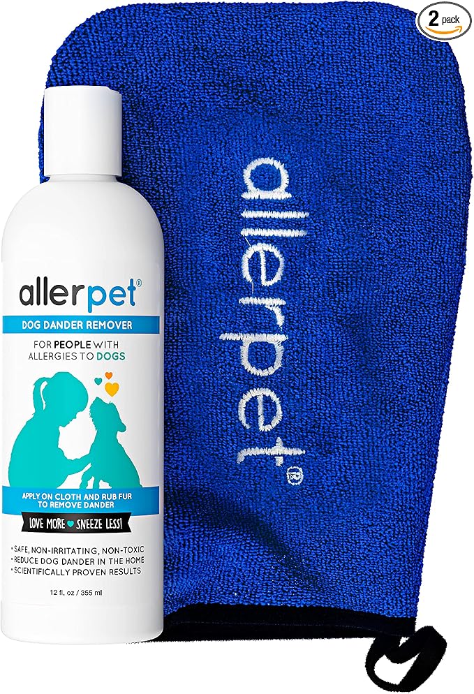 Dog Dander Remover w/Free Applicator Mitt - Pet Dander Remover for Allergens - for Canine Dry Skin Treatment - Good for Fur & Skin - (12oz)