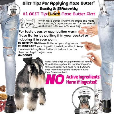 The Blissful Dog Schnauzer Nose Butter for Dry, Cracked Skin, Lick-Safe Dog Nose Balm with Moisturizing Shea Butter, Almond, Olive, and Essential Oils, Pet Supplies, Uncented, 1 oz.