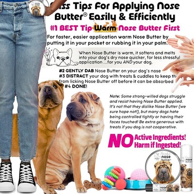 The Blissful Dog Chinese Shar-Pei Nose Butter for Dry, Cracked Skin, Lick-Safe Dog Nose Balm with Moisturizing Shea Butter, Almond, Olive, and Essential Oils, Pet Supplies, Uncented, 4 oz.