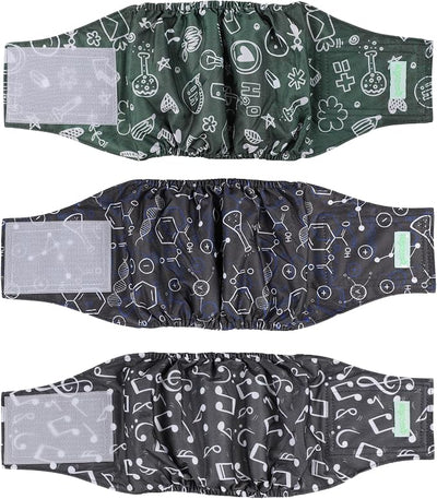 wegreeco Washable Male Dog Belly Band (Stylish Pattern)- Pack of 3 - Washable Male Dog Belly Wrap, Dog Diapers Male (Cool Design, Small)