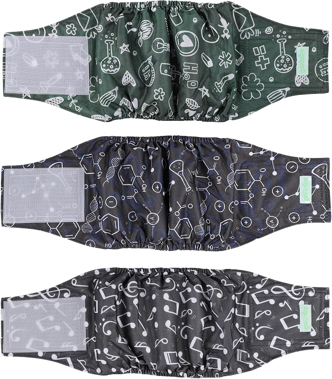 wegreeco Washable Male Dog Belly Band (Stylish Pattern)- Pack of 3 - Washable Male Dog Belly Wrap, Dog Diapers Male (Cool Design, Small)
