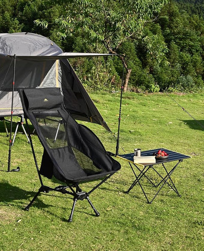 iClimb Ultralight Compact Camping Folding Table with Carry Bag (Black - L)