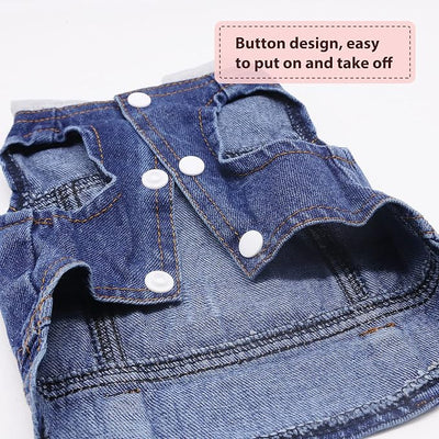 SILD Pet Clothes Dog Jeans Jacket Cool Blue Denim Coat Small Medium Dogs Lapel Vests Classic Hoodies Puppy Blue Vintage Washed Clothes (Grey,XXL)