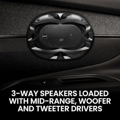 BOSS Audio Systems CH6930B 6 x 9 Inch Car Door Speakers - 400 Watts Max (Pair), Coaxial, 3 Way, Full Range, 4 Ohms, Sold in Pairs, Bocinas para Carro